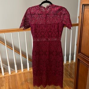 Lulu’s remarkable dress Berry / maroon lace dress with sheer panel. Worn once